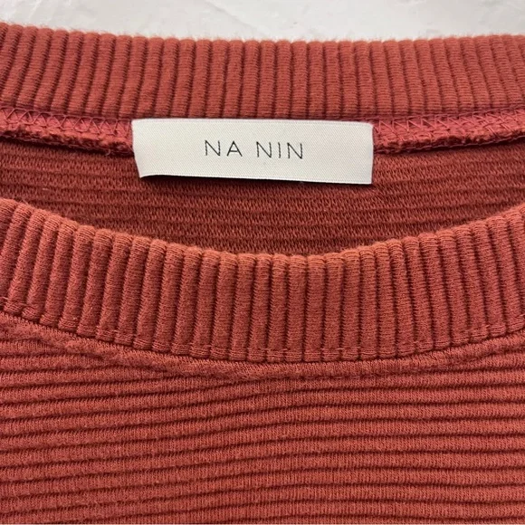Na Nin rippled cotton oversized sweatshirt one size color cinnamon - Picture 11 of 12